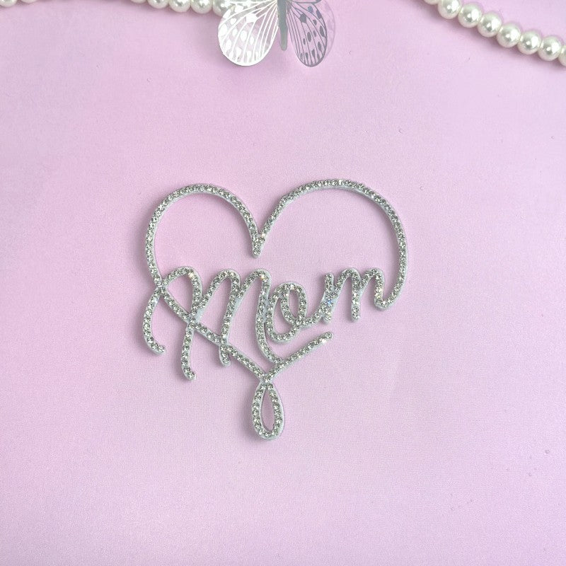 Wholesale 5PCS/PACK Mother's Day Sparkling Diamond Acrylic Cake Decoration